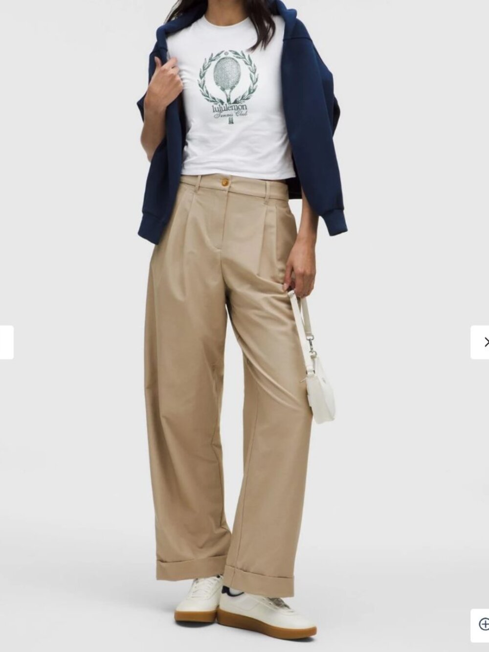 Lululemon Lululinen Trouser Sheer Oak Wide Leg Cuffed Pleated